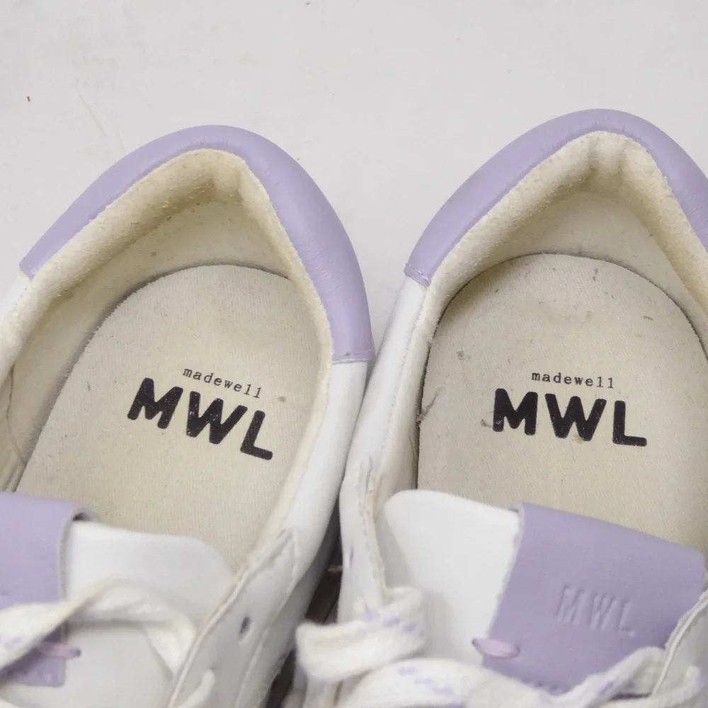 Madewell Women Court Sneakers White Lavender Purple MWL Court Sneaker 10M